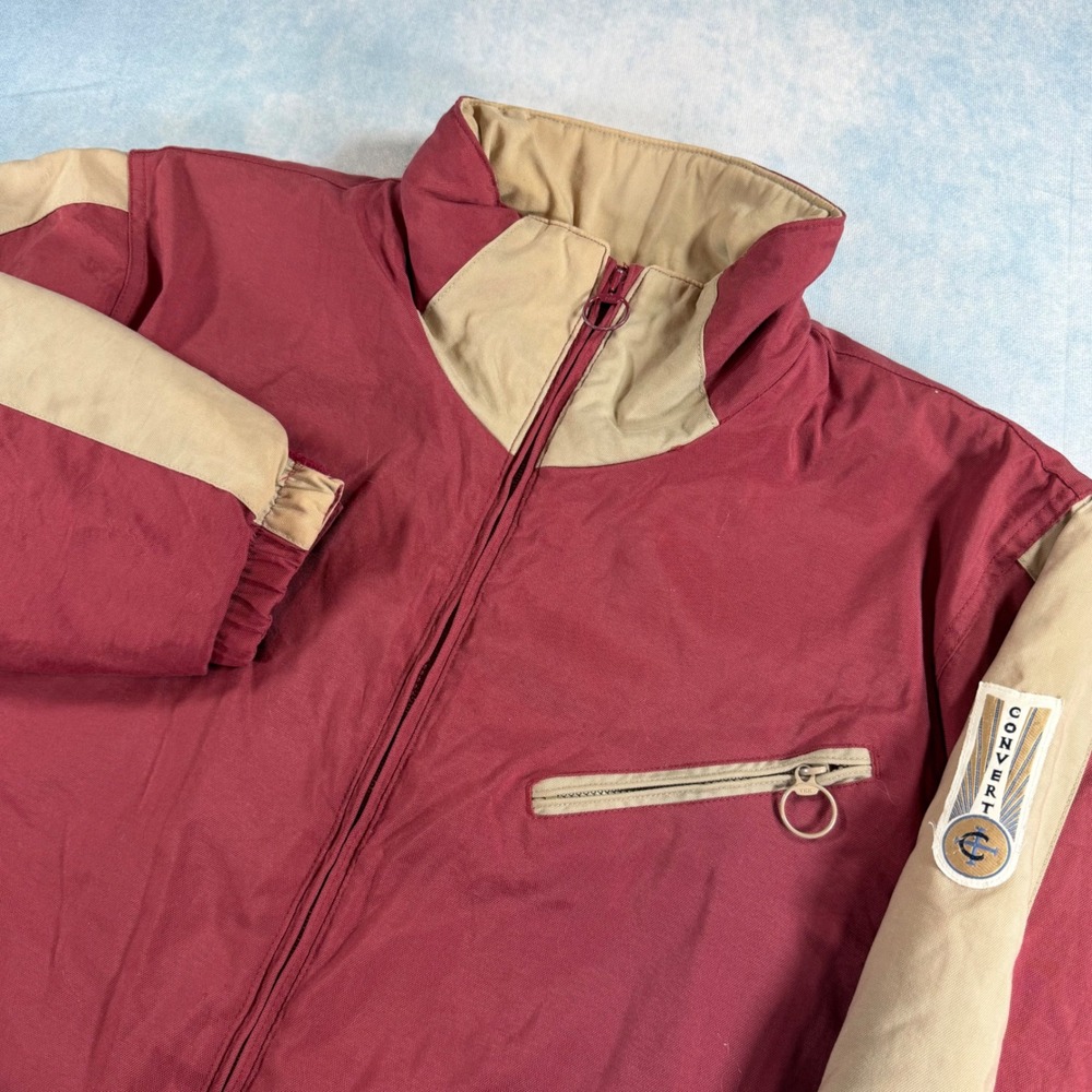 Columbia Convert Jacket Womens S Red Tan Excellent Vintage Fleece Lined Zip